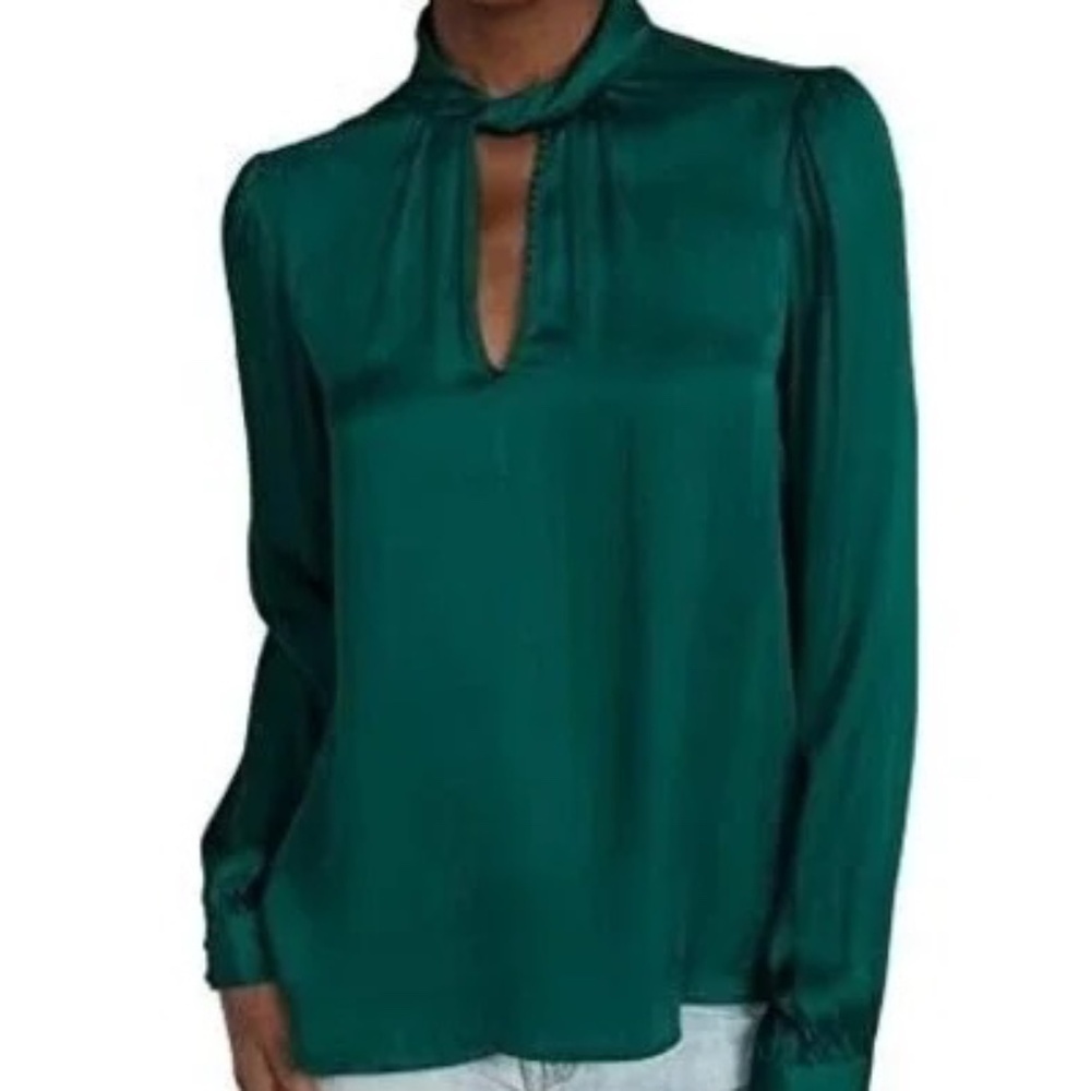 PAIGE Womens Ceres Top - Midnight Cyan Green | Size Small - Picture 1 of 5